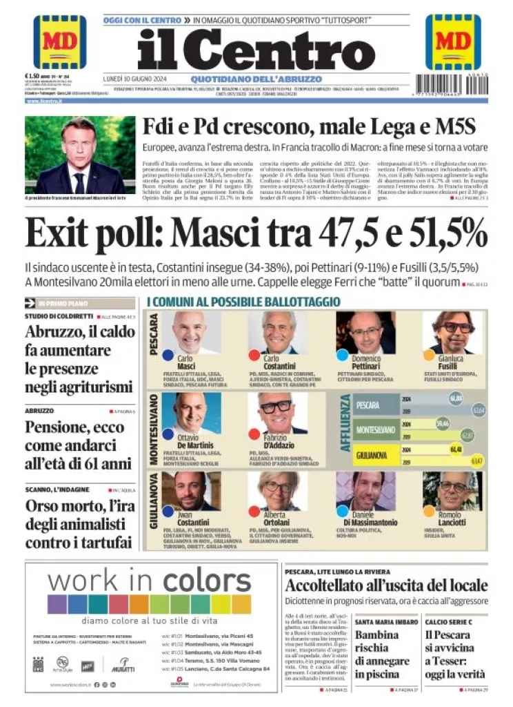 Prima-pagina-il centro-oggi-edizione-del-2024-06-10